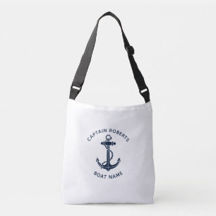 Nautical Anchor Boat Name Captain Custom Crossbody Bag