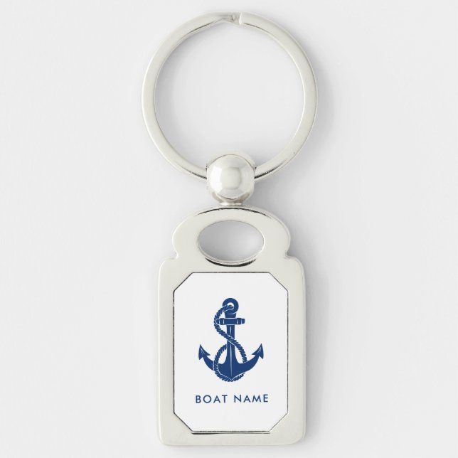 Nautical Anchor Boat Name Captain Custom Keychain (Front)