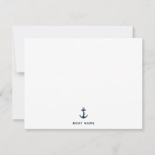 Nautical Anchor Boat Name Captain Thank You Card