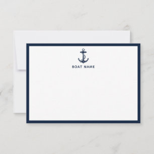 Nautical Anchor Boat Name Cruise Captain Custom Thank You Card