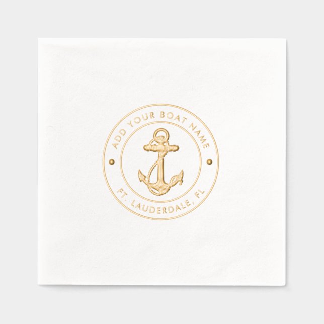 Nautical Anchor Boat Name Custom Foil Napkins (Front)