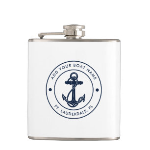 Nautical Anchor Boat  Name Custom Hip Flask