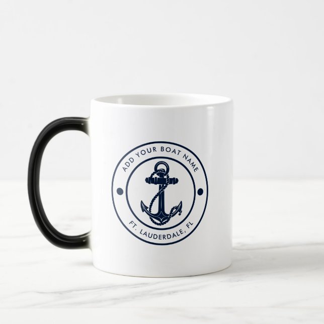 Nautical Anchor Boat Name Custom Magic Mug (Left)