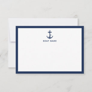 Nautical Anchor Boat Name Custom Thank You Card