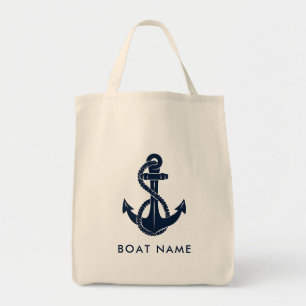 Nautical Anchor Boat Name Custom Tote Bag