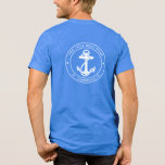 Nautical Anchor Boat Name Custom Tri-Blend Shirt<br><div class="desc">Add your boat or captain's name and location by clicking the "Personalize" button above. Set sail in style with our custom nautical-themed boating swag t-shirt, the ultimate companion for your maritime adventures. This tee boasts a cute design inspired by the ocean's wonders, featuring classic maritime motifs such as an anchor...</div>