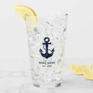 Nautical Anchor Boat Name Glass