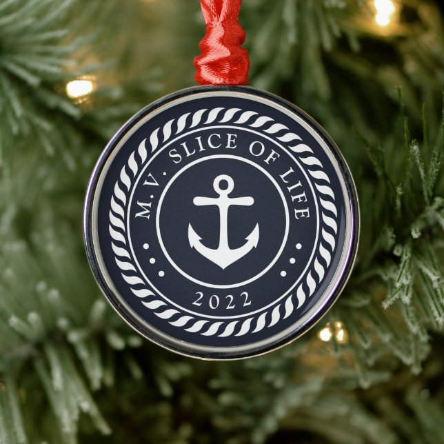 Nautical Anchor | Boat Name Metal Ornament (Tree)