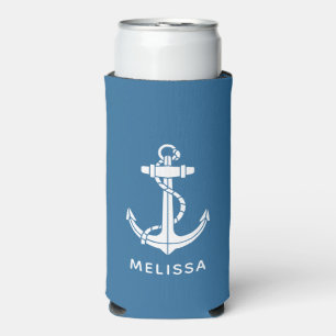 Nautical Anchor Boat Name Personalized Seltzer Can Cooler