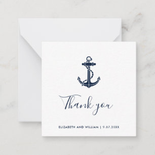 Nautical Anchor Boat Name Script Wedding Thank You Card