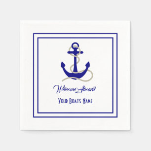 Nautical anchor boats name napkin