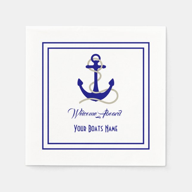 Nautical anchor boats name napkin (Front)
