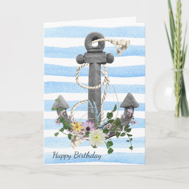 nautical anchor bouquet for birthday card (Front)