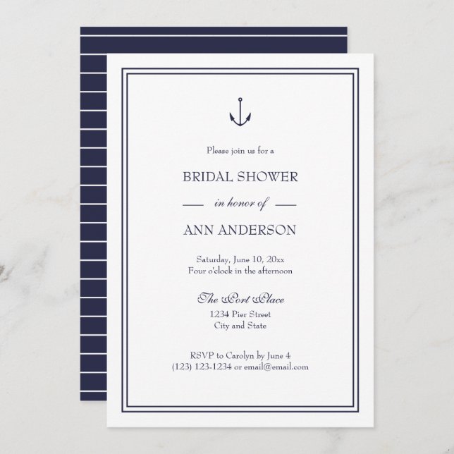 Nautical Anchor Bridal Shower Invitation (Front/Back)