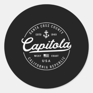 Nautical Anchor Capitola California Travel Vacatio Classic Round Sticker