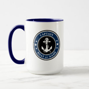 Nautical Anchor Captain Boat or Name Large 2 Sided Mug