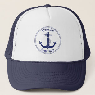 Nautical Anchor Captain Personalized Trucker Hat