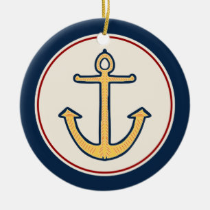 Nautical Anchor Ceramic Ornament