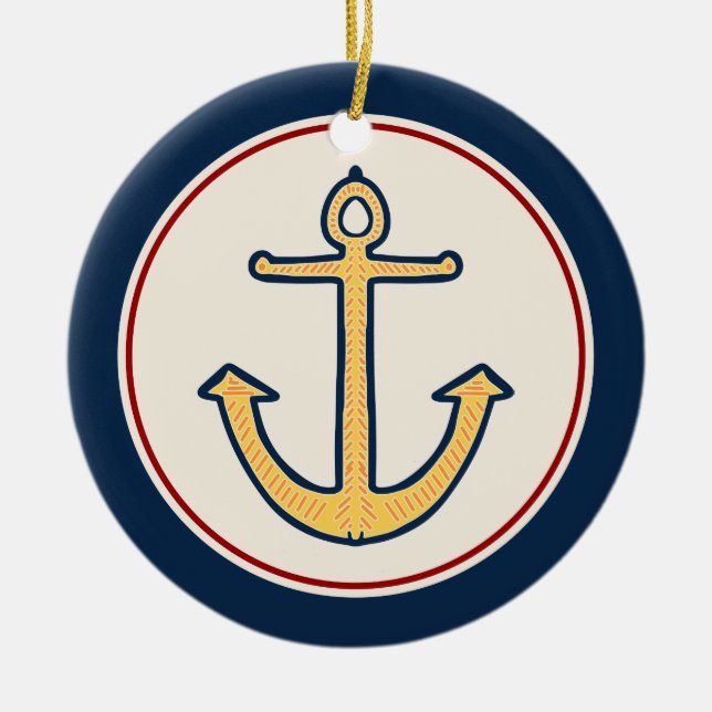 Nautical Anchor Ceramic Ornament (Front)