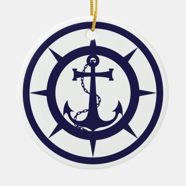 Nautical Anchor Ceramic Ornament (Front)