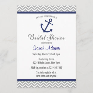 Nautical Anchor Chevron Bridal Shower Invitation