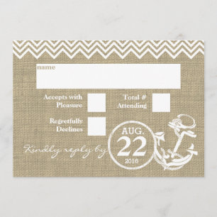 Nautical Anchor Chevron Wedding RSVP Invitation