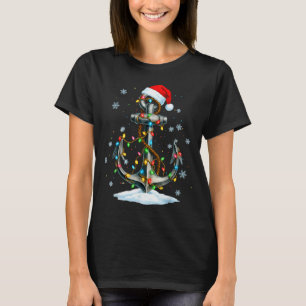Nautical Anchor Christmas Lights Boating Sailor  T-Shirt