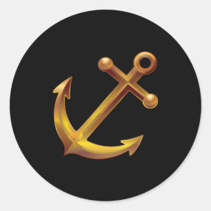 Nautical Anchor Classic Round Sticker