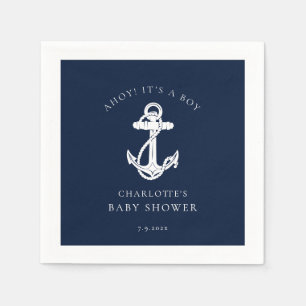 Nautical Anchor Coastal Boy Baby Shower Paper Napkin