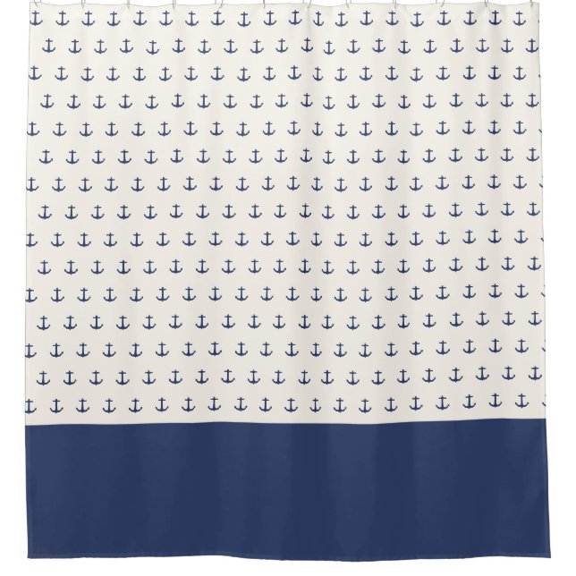 Nautical Anchor Coastal Navy Blue Cream (Front)