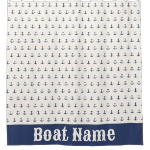 Nautical Anchor Coastal Stripes Navy Blue Cream