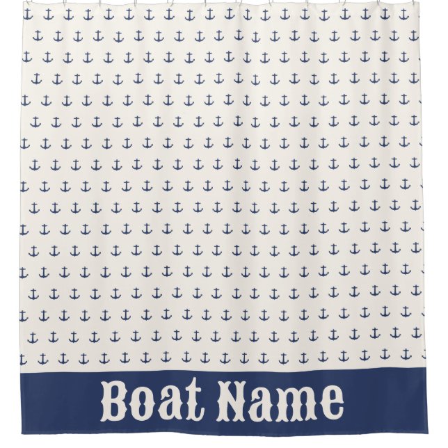 Nautical Anchor Coastal Stripes Navy Blue Cream (Front)