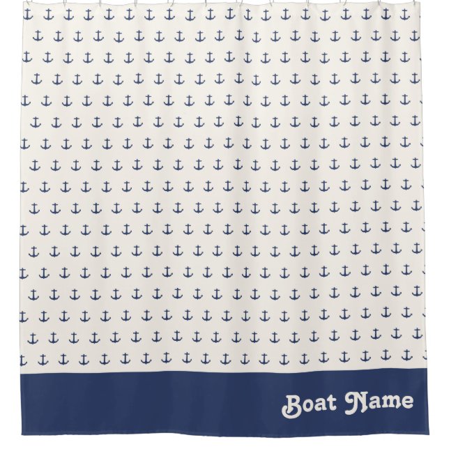 Nautical Anchor Coastal Stripes Navy Blue Cream (Front)