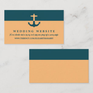 Nautical Anchor, Coral Blue, Beach Wedding Website Enclosure Card