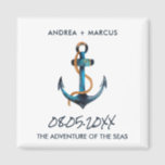 Nautical Anchor Cruise Ship Wedding Favour Magnets<br><div class="desc">Wedding favour magnets for couples who get married on a cruise ship. Customize with your names,  wedding date and the ship's name.</div>