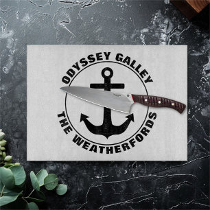 Nautical Anchor Custom Boat and Family Name Cutting Board