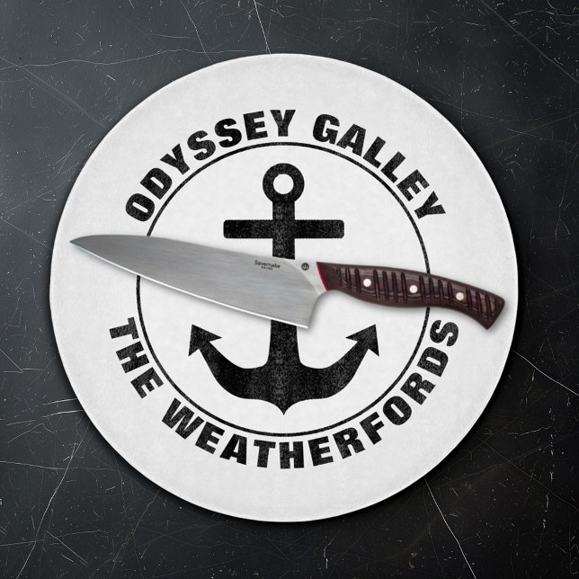 Nautical Anchor Custom Boat and Family Name Cutting Board (Creator Uploaded)