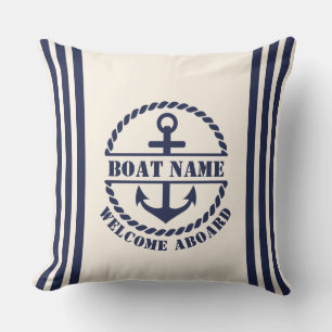 Nautical Anchor Custom Boat Name Pillow