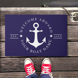 Nautical Anchor Custom Boat Name Welcome Doormat