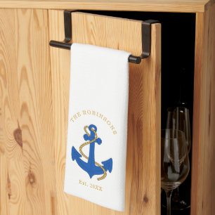 Nautical Anchor Custom  Kitchen Towel