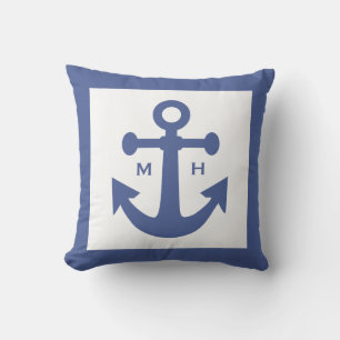 Nautical Anchor custom monogram throw pillow