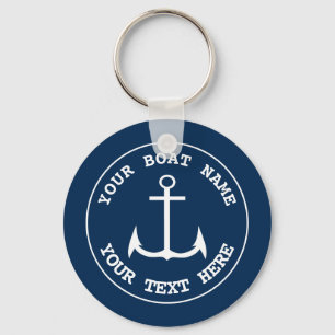 Nautical Anchor Custom Navy Blue Keychain