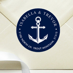 Nautical Anchor Custom Navy Classic Round Sticker