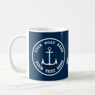 Nautical Anchor Custom Navy Coffee Mug