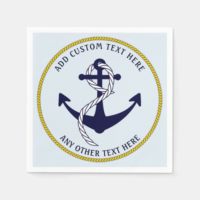 Nautical Anchor Custom Party Paper Napkins (Front)