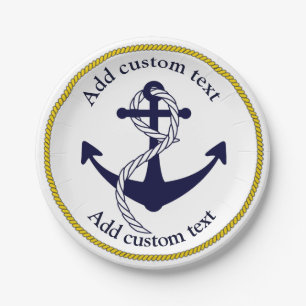 Nautical Anchor Custom Party Paper Plates