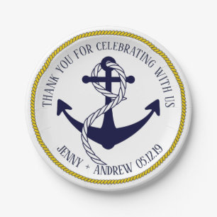 Nautical Anchor Custom Wedding Paper Plates