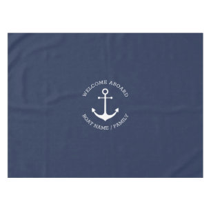 Nautical anchor dark blue Custom Welcome Aboard  Tablecloth