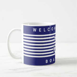 Nautical Anchor Design Navy Blue and White Stripe Coffee Mug