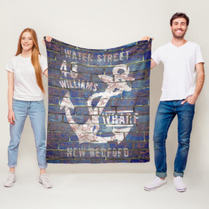 Nautical Anchor Distressed Brick Family Name Fleece Blanket